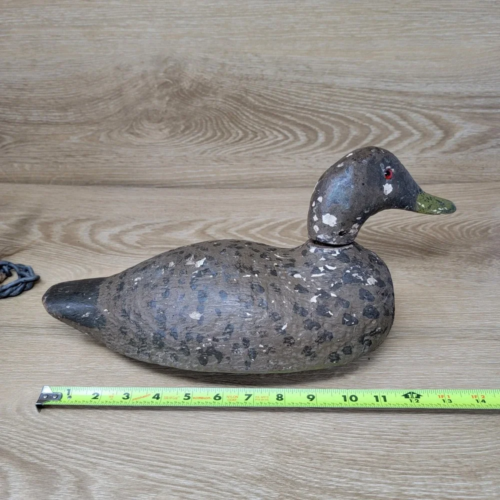 Vintage Wood Duck Decoy Pair Lot Red Glass Eyes Folk Art Carved Lodge‎ Rustic
